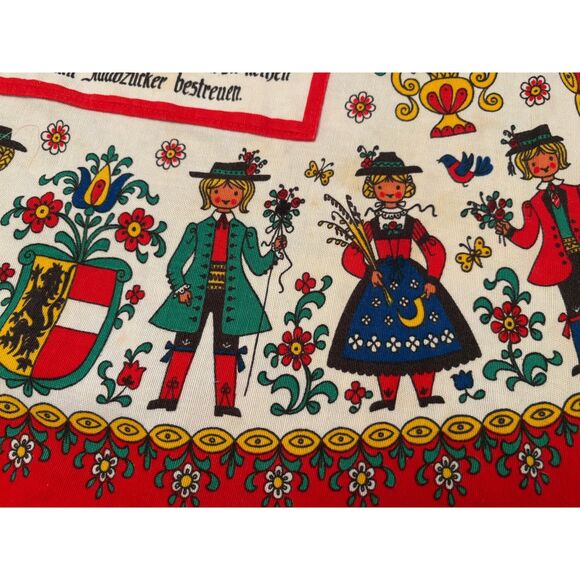 Vtg Half Apron w/ pocket Salzburger Nockerl Souffle Recipe Austria 100% Cotton - Picture 4 of 4